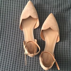 Suede ankle strap flats
